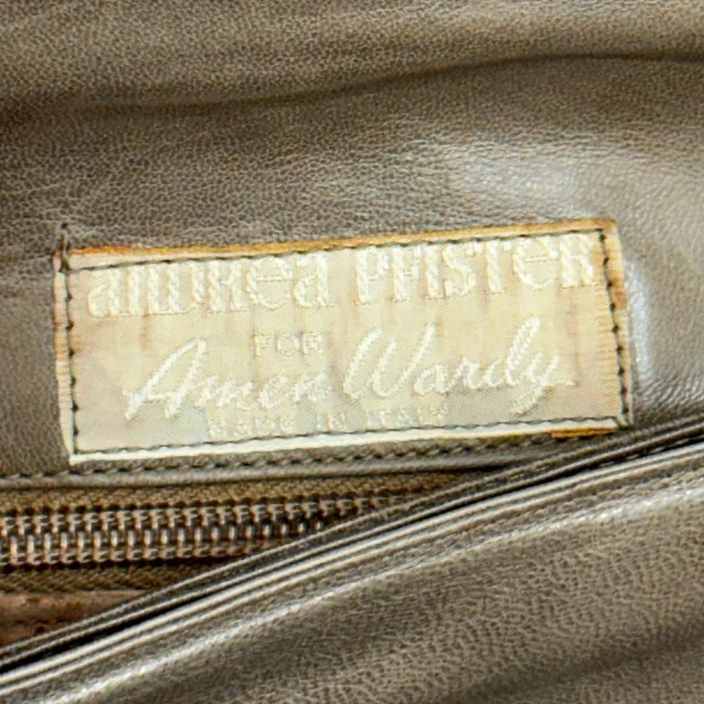 ANDREA PFISTER FOR AMEN WARDY - GREY BROWN TAN SNAKE EMBOSSED LEATHER CLUTCH BAG - Picture 10 of 13